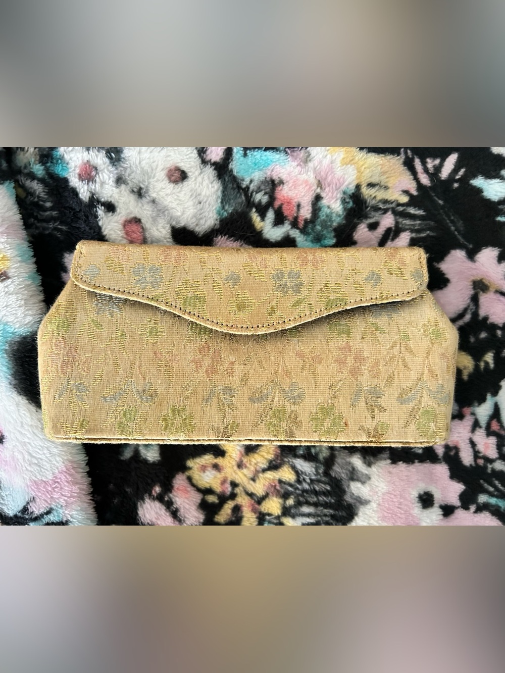 Vintage Elegant Floral Jacquard Clutch - Gold